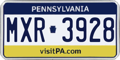 PA license plate MXR3928