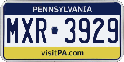 PA license plate MXR3929