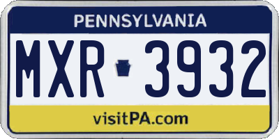PA license plate MXR3932