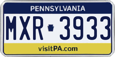 PA license plate MXR3933