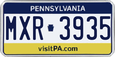 PA license plate MXR3935