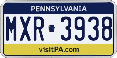 PA license plate MXR3938