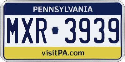PA license plate MXR3939