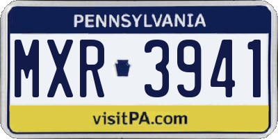 PA license plate MXR3941
