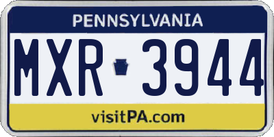 PA license plate MXR3944