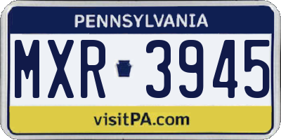 PA license plate MXR3945