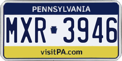 PA license plate MXR3946