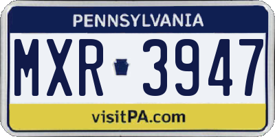 PA license plate MXR3947