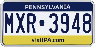 PA license plate MXR3948