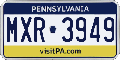 PA license plate MXR3949