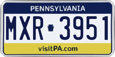 PA license plate MXR3951