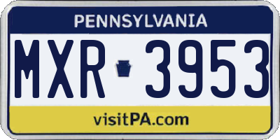 PA license plate MXR3953