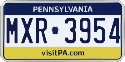 PA license plate MXR3954