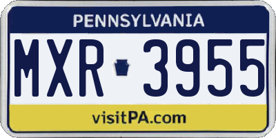 PA license plate MXR3955