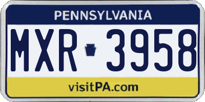 PA license plate MXR3958