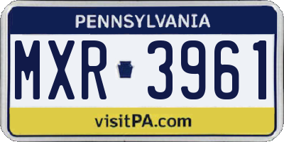 PA license plate MXR3961