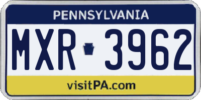PA license plate MXR3962