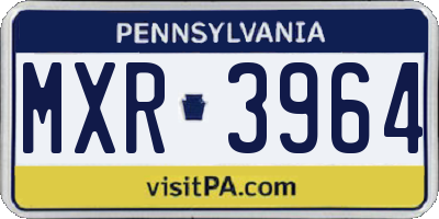 PA license plate MXR3964