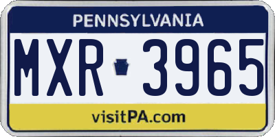 PA license plate MXR3965