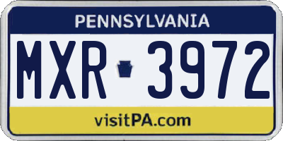 PA license plate MXR3972