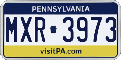 PA license plate MXR3973