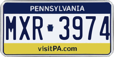 PA license plate MXR3974
