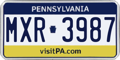 PA license plate MXR3987