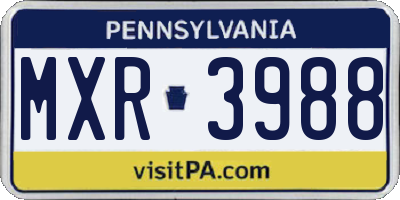 PA license plate MXR3988