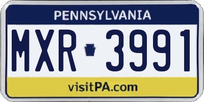 PA license plate MXR3991