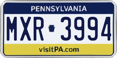 PA license plate MXR3994