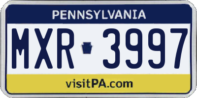 PA license plate MXR3997