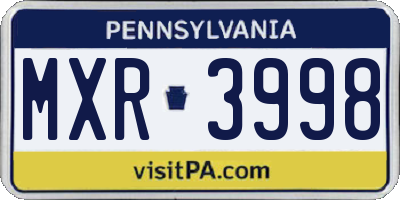 PA license plate MXR3998