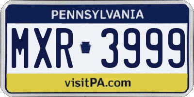 PA license plate MXR3999