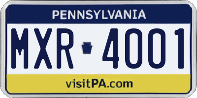 PA license plate MXR4001