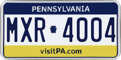 PA license plate MXR4004