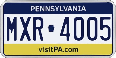 PA license plate MXR4005