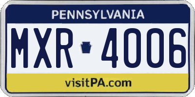 PA license plate MXR4006