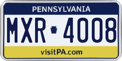 PA license plate MXR4008
