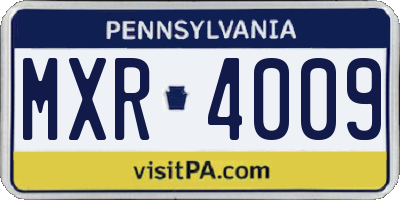 PA license plate MXR4009