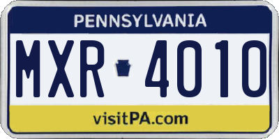 PA license plate MXR4010