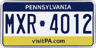 PA license plate MXR4012