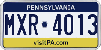 PA license plate MXR4013