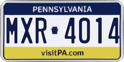 PA license plate MXR4014