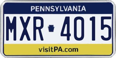PA license plate MXR4015