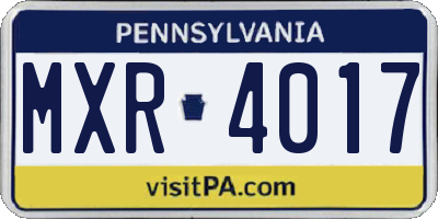 PA license plate MXR4017