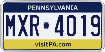 PA license plate MXR4019