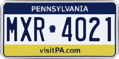 PA license plate MXR4021