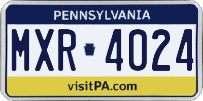 PA license plate MXR4024