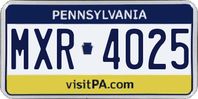 PA license plate MXR4025