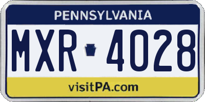 PA license plate MXR4028